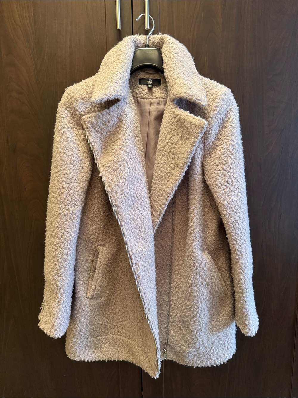 Missguided Boucle Teddy Jacket in Light Dusty Lilac
